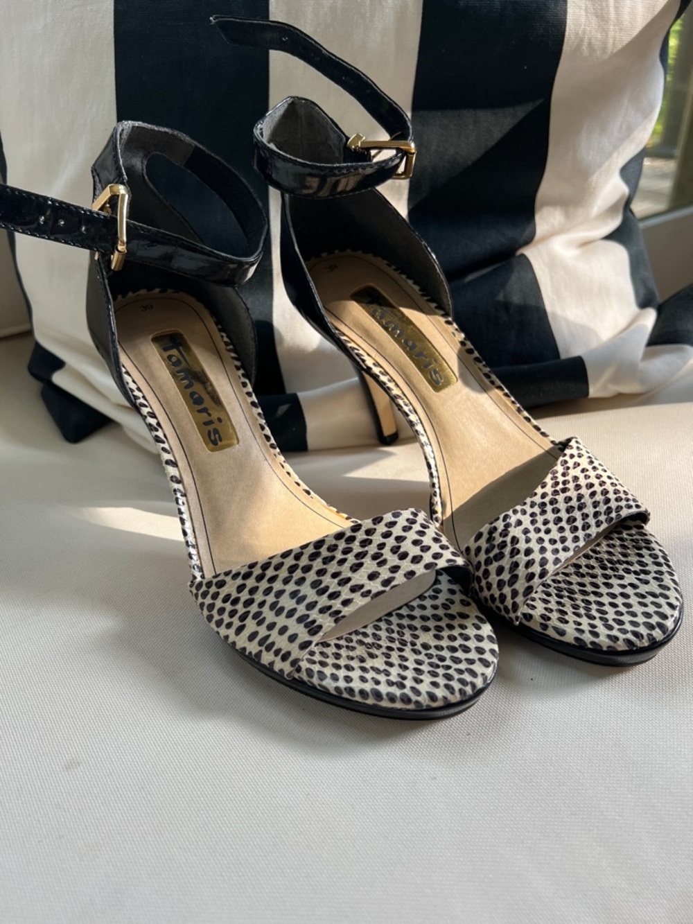 Black & Cream Patterned Heels